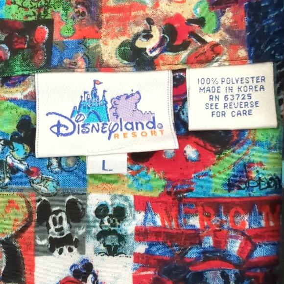 VTG Disney All Over Mickey Mouse Men's Shirt Size Large Button Up Artist Mosaic - Picture 4 of 6